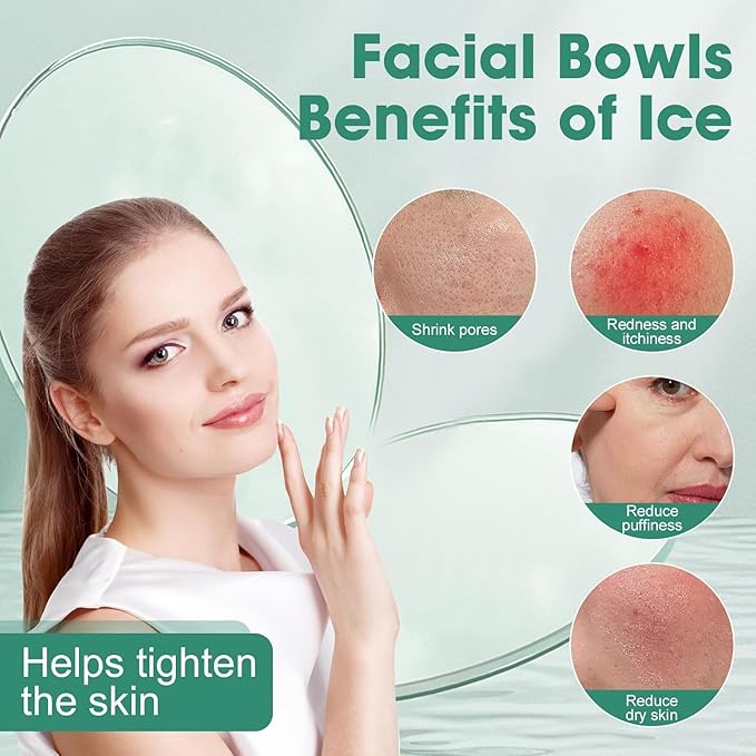 KROYWEN Face Bowl for Ice with Built-in Icetray, Portable Foldable Silicone Ice Facial Bowl, for Home Ice Bath Facial,| BPA-Free | for Men and Women (with A Free Hook 2-pic)