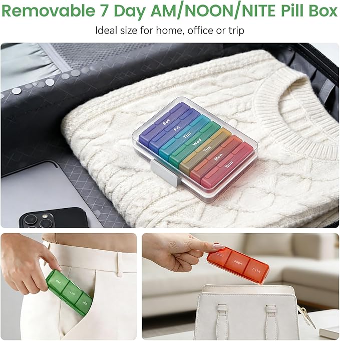 Pill Organizer 3 Times a Day, Daily Pill Box 7 Day, Weekly Cases Medicine Organizers to Hold Vitamins and Medication