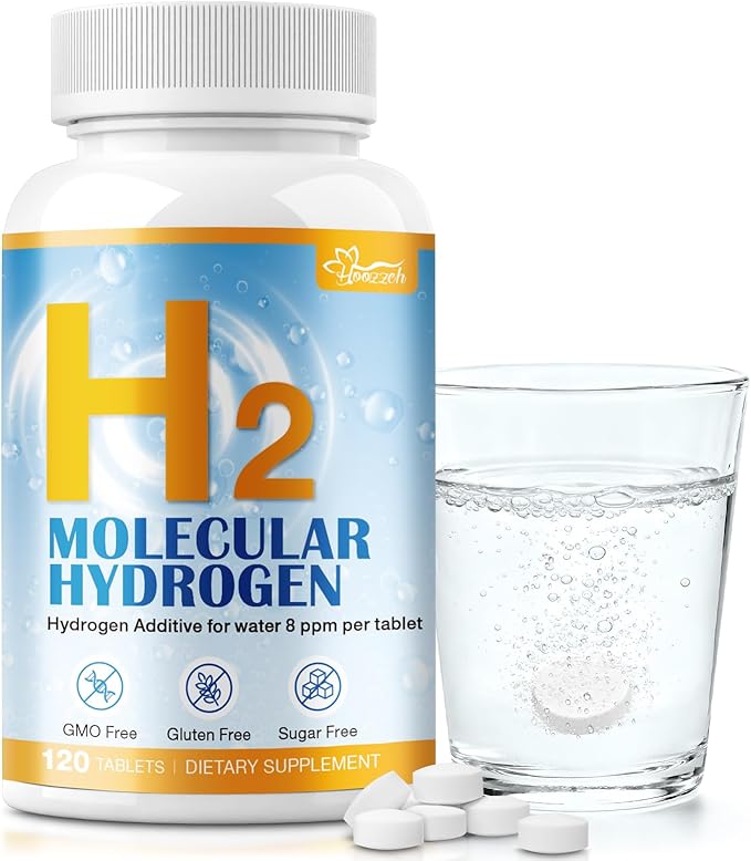 Magnesium -Infused Hydrogen Water Tablets (120 Servings) 8 PPM H2 Molecular Tablets for Energy Boost, Brain Health & Cognitive Support, Lemon Flavor, Gluten-Free & Non-GMO
