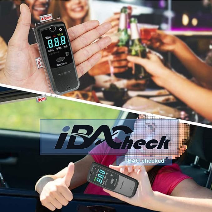 Breathalyzer with 10 Memories and LED Display, Visible at Night. Long Battery Life and Last 350 Test with Alkaline Batteries (B & W 178) (B & W 178)