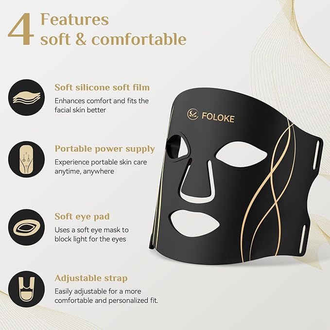 LED Light Therapy Mask Skin Care Mask, LED Red 630±5nm & NIR 830nm Wavelength for Home Use(TAN)