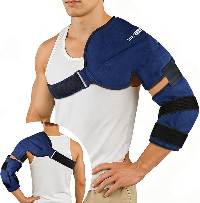 SuzziPad Shoulder Ice Pack – Large, Adjustable Fit for Rotator Cuff & Arm, Reusable Cold Therapy for Broad Shoulders, Elbow Ice Sleeve for Pitchers, Muscle Relaxation & Recovery
