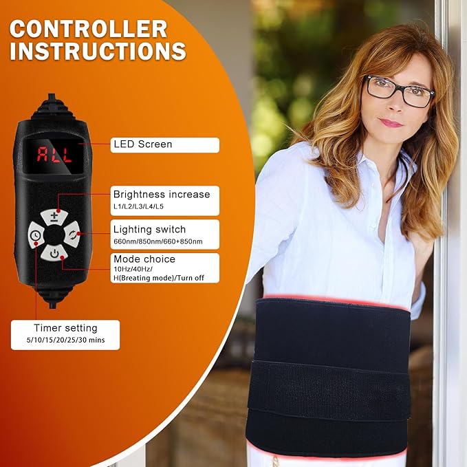 Red Light Therapy Belt with 360 LEDs – Near Infrared Light Therapy for Waist & Back, Red Light Therapy Mat for Body, Wearable Pain Relief Pad for Home (31.6" x 11.8", Black)