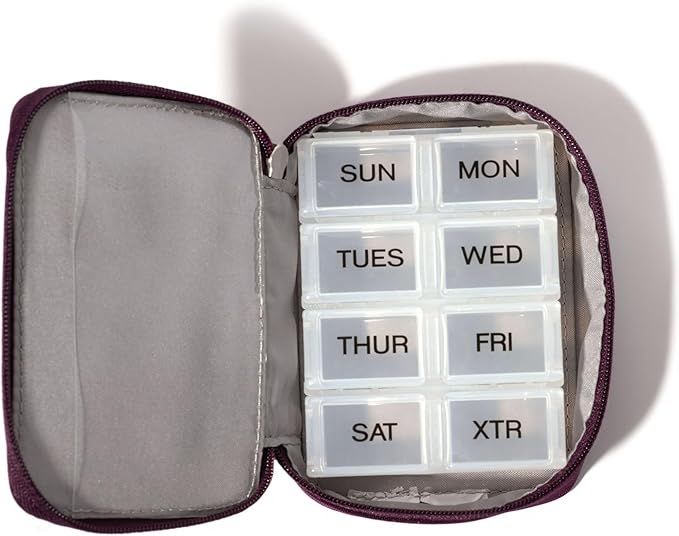 Baggallini Travel Pill Case - Lightweight 3x4 Inch Pill Organizer