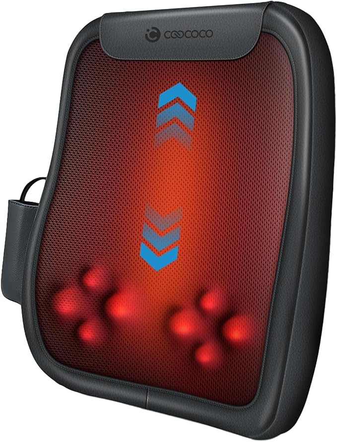 CooCoCo Shiatsu Back Massager for Pain Relief Deep Tissue, FSA Eligible, HSA Lower Back Massager with Heat, 4D Rolling Up and Down Back Massage, 2X Larger Heating Area and Faster Heating(Corded)