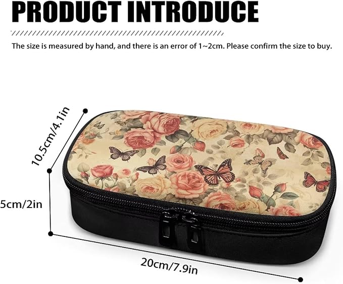 Retro Butterfly Roses Insulin Storage Bag Insulin Pen Cooler Travel Case Insulated Glucose Meter and Diabetic Supplies Organizer Carrying Bag for The Daily Life and Trip