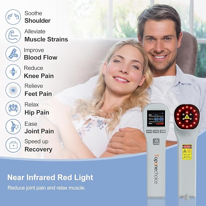 Red Light Therapy Device, 4x808nm+16x650nm, Near Infrared Red Light Therapy for Body Pain Relief, Knee Feet Back Leg Muscle Relax, Red Light Therapy Machine for Human and Pets Dogs Horse