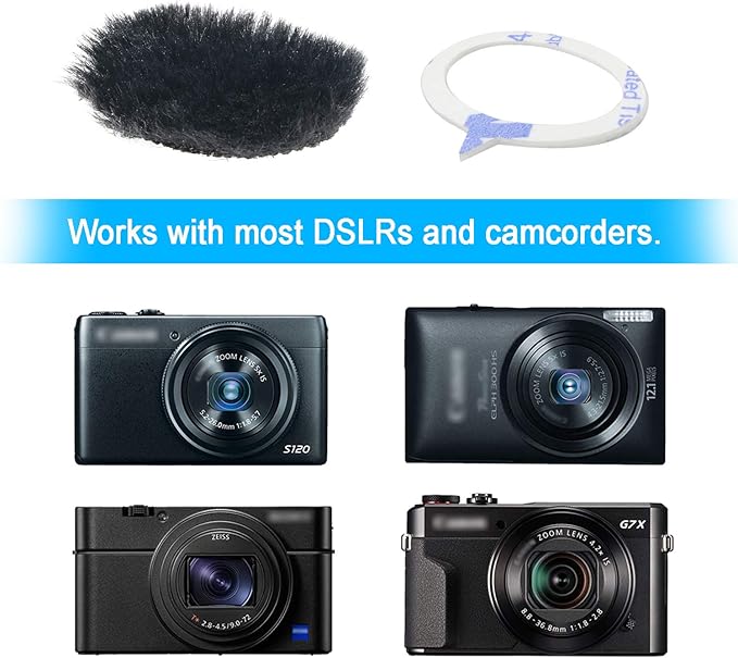 YOUSHARES Camera Mic Windscreen, 8 PCS Fur Wind Muff Wind Cover for DSLR Built-in Microphone Outdoor Wind Filter