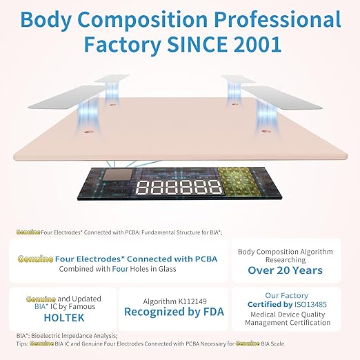 Homebuds Smart Bathroom Scale for Body Weight, High Precision Assured by Weight Scale Professional Factory Since 2001, App Sync 13 Body Composition with BMI and Body Fat, 400lb in 0.1lb, Rose Gold