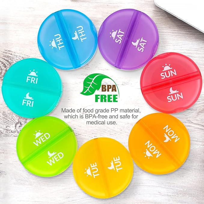 XL Monthly Pill Organizer 2 Times A Day, AM/PM One Month Pill Box 28 Day,Daily Pill Case Large 4 Week Big Compartments for Pills Vitamin Fish Oil Supplements (Rainbow)