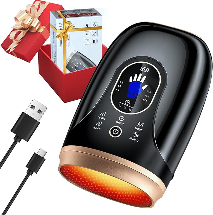Hand Massager with Heat and Compression, Hand Massage for Arthritis and Carpal Tunnel Relief, 6 Levels Pressure Therapy with Wrist Massage Finger Stretching Palm Kneading, Gifts for Women Men