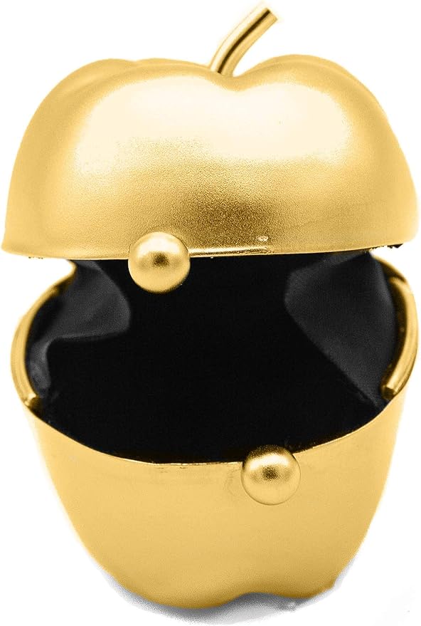 Gold Apple Shaped Pocket Purse Portable Travel Pill Box & Medicine Organizer (1 Large Compartment)