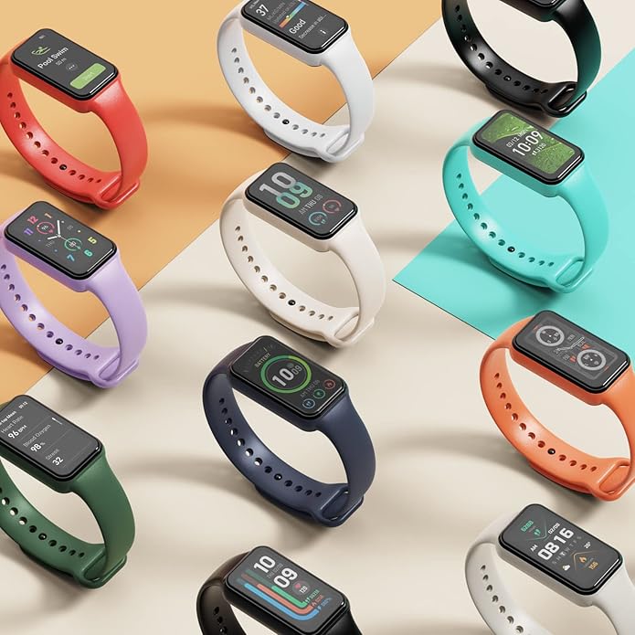 Lepmok [10-Pack] Replacement Silicone Wristbands for Amazfit Band 7 Fitness & Health Tracker, Women Men