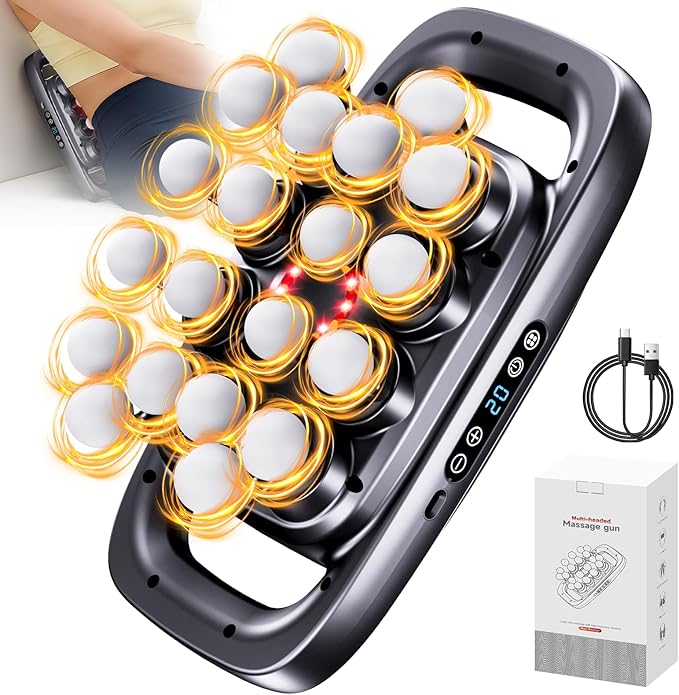 20 Head Massage Gun Deep Tissue, 2026 Upgrade Back Muscle Massager with3 Modes & 30 Intensities,2600mAh,6H Runtime Quiet Percussion Massager for Legs, Waist, Back Muscle Pain Relief