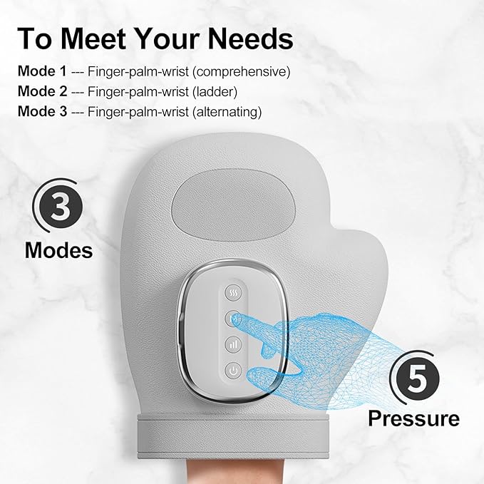 Hand Massager,Cordless Hand Massager with Heat & Compression for Arthritis, Carpal Tunnel & Finger Pain Relief-FSA/HSA Eligible,Rechargeable & Portable Gifts for Men Women