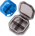 Daily Pill Organizer, 2 Pack 4 Compartments Small Pill Box Portable Pill Case, Travel Pill Organizer for Purse Pocket to Hold Vitamins, Cod Liver Oil, Supplements and Medication (Grey+Blue)
