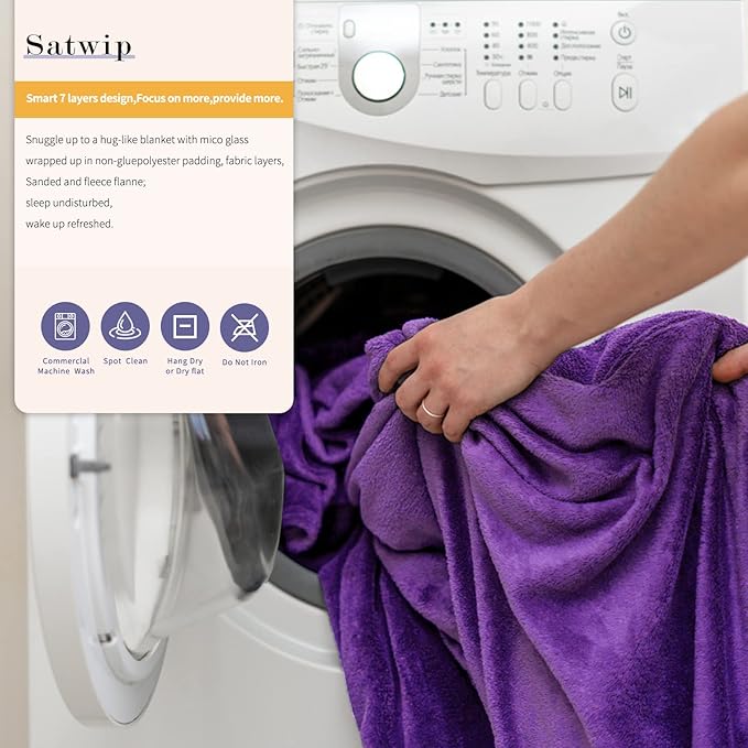 Satwip Purple Weighted Blanket 15 Pounds, Fuzzy Warm Flannel Throw Blanket with Soft Breathable Sanded, 48 x 72 inches, Purple