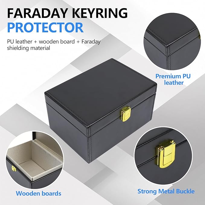 Hovom Faraday Box, 6.70"×4.84"×3.74" RFID Box for Car Keys, Keyless Entry Faraday Key Fob Protector, Anti-Theft Key Signal Blocking Shielding Cage for Cars Security, Car Accessories