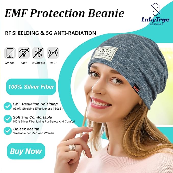 EMF Protection Beanies Cap, Unisex Faraday Hat, Microwave Radiation Blocking Stretch Cap (Color : A, Size : One Size)