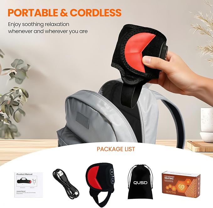 Cordless Red Light Therapy for Ankle Massager Heating Pad, 660nm Red & 850nm Near Infrared Light Therapy Wrap with Vibration & Heat, 3000mAh Rechargeable for Ankle Wrist Foot Arch Comfort (Black)