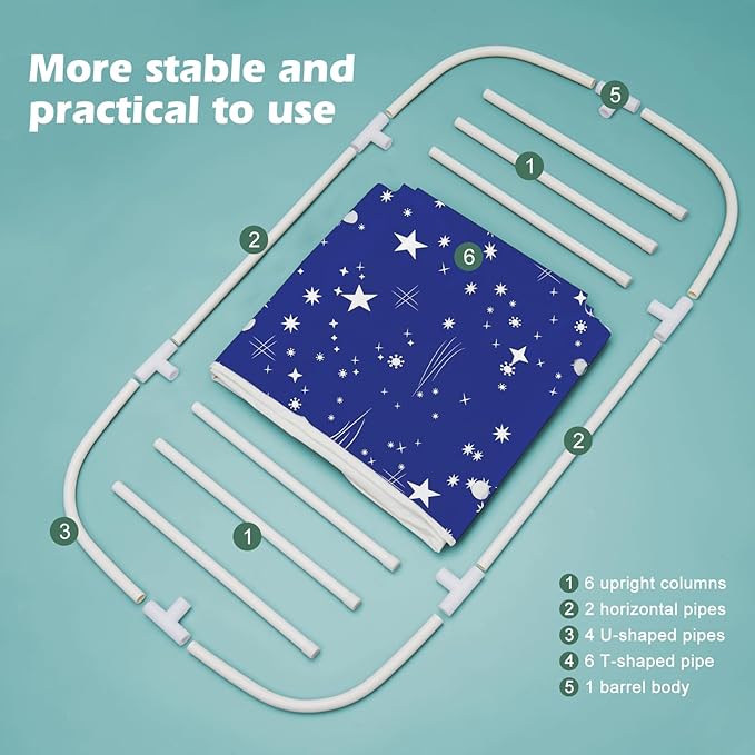 STARBRILLIANT Portable Foldable Bathtub,Soaking Standing Bath Tub for Shower Stall, Easy to Assemble Collapsible Bathtub, Suitable for Travel, Camping and Outdoor Activities (Starry Sky, 45inch)