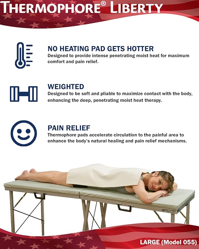 Assembled in The USA - Thermophore Liberty - Moist Heating pad for Arthritis, Back, Neck, Shoulder Pain and Cramps Relief - Electric with auto Shut Off, Large 14" x 27"