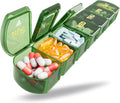 Large Pill Organizer Weekly - SHIJOINYU 7 Day Pill Box with Easy-Open Design, Daily Medicine Pill Organizer for Vitamins, Supplements, Fish Oils and Medications - Green