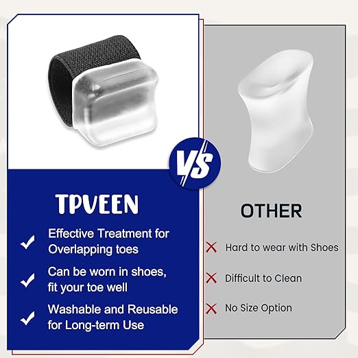 Orthopedic Gel Toe Separators for Overlapping Toes,Big Toe Spacers for Hallux Valgus Corrector with Shock Absorption, All-Day Comfort for Men & Women.