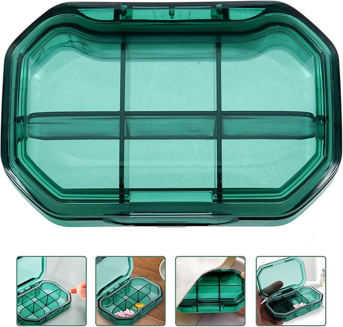 iplusmile 6 Compartment Pill Box, Travel Pill Organizer, Small Pill Case, Portable Daily Medicine Fish Oil Container for Pocket Purse, Supplement Box