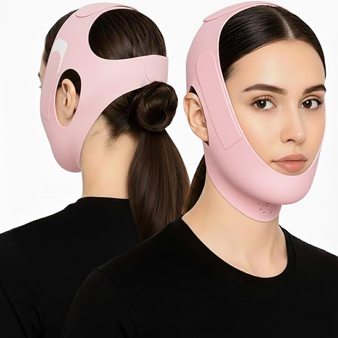Chin Strap for Sleeping and Snoring - Pink Anti Snoring Device for Men and Women, Breathable and Skin-Friendly Snore Stopper with Adjustable Fit That Holds Jaw in Place & Supports CPAP Users