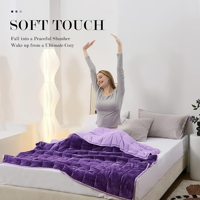 Satwip Purple Weighted Blanket 15 Pounds, Fuzzy Warm Flannel Throw Blanket with Soft Breathable Sanded, 48 x 72 inches, Purple