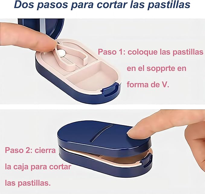 Pill Cutter, Pill Cutter with Pill Dispenser, Pill Splitter with Stainless Steel Blade, Pill Crusher, Portable Pill Box for Vitamins, Pills, Tablets