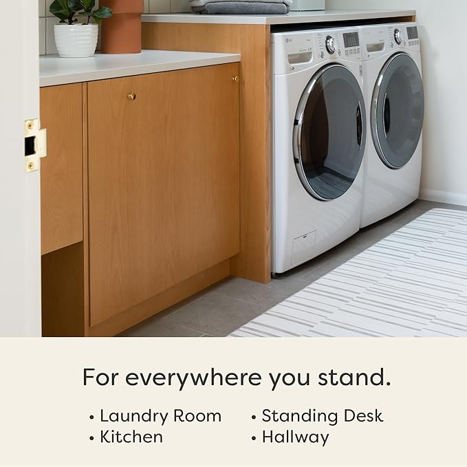 House of Noa Nama Standing Mat – Anti-Fatigue Cushioned Kitchen Mats for Floor | Ergonomic Bounce-Back Foam Kitchen Mats | Anti-Fatigue Mats for Kitchen & Standing | Nara Stripe Natural | 22" x 36"
