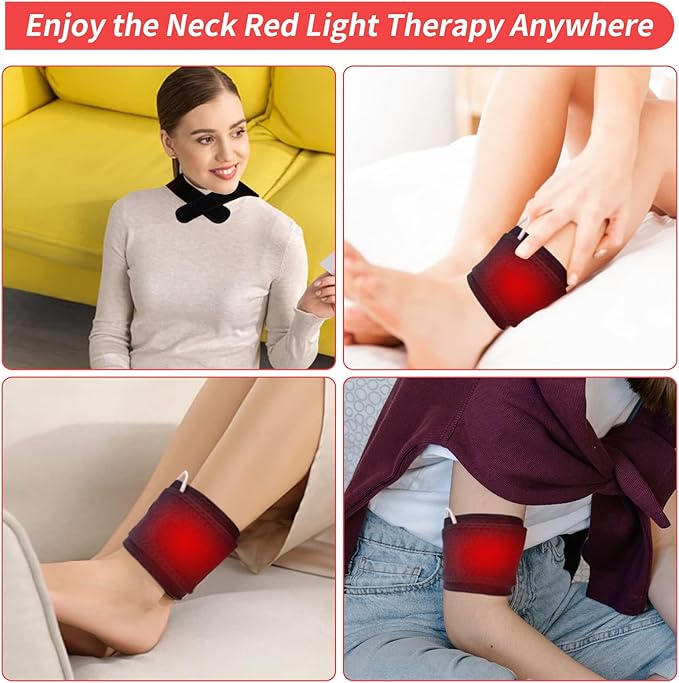 Red Light Therapy Belt,Infrared Red Light Therapy to Relieve Shoulder,Chin,Neck and Hand Wrist Muscle Pain,Red Light Therapy Has a Timed Remote Control,660nm Red Light and 850nm Near-Infrared Light
