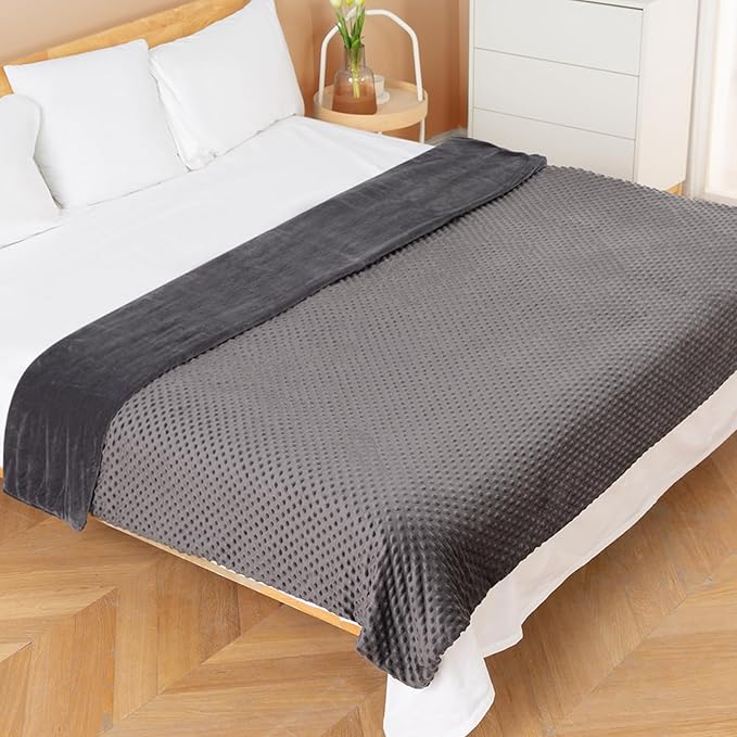 yescool Weighted Blanket with Cover for Adults (15 lbs, 48" x 72", Charcoal Gray) Heavy Blanket for Sleeping Perfect for 140-160 lbs, Twin Size Breathable Blanket with Premium Glass Bead