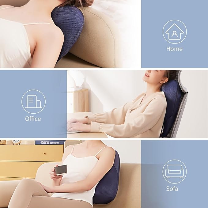 Shiatsu Neck and Back Massager ,With Heating and Bidirectional Rotation Heads ,4D Electric Massage Pillow with 4 Nodes ,Neck Back Shoulder Foot Pain Relief, Portable & Rechargeable, Holiday Gift