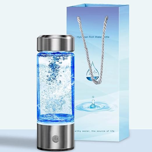SHINKAI Hydrogen Water Bottle 450ml Portable Hydrogen Ionizer with SPE/PEM Technology, Rechargeable Hydrogen Rich Water Generator for Home, Office, Travel & Gym (Silver)