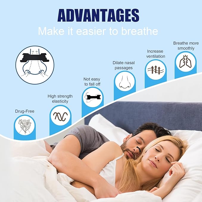 50Pcs Nasal Strips for Snoring, Nose Strips for Breathing, Sweat-Resistant - Improve Sleep, Relief from Nasal Congestion(Black,50)