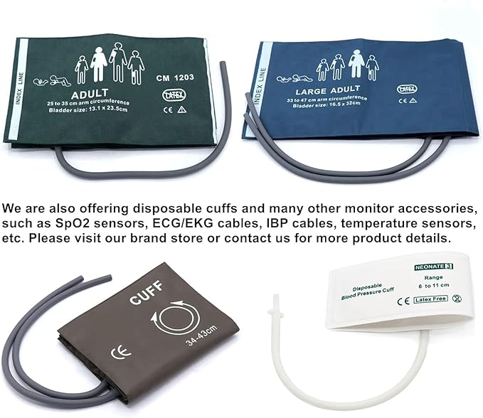 Universal NIBP PU Cuff for Large Adult 33-47cm, Single Tube Reusable Replacement Blood Pressure Cuff, No Connector