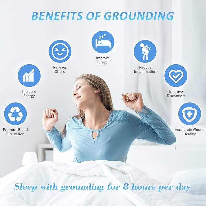 54"x 78" Large Size Grounding Mat for Bed, Carbon Fibre + PU Grounding Mattress for Improved Sleep and Pain Relief, Grounding Mat with Grounded Cord, Test Pen and Plug for Better Sleep