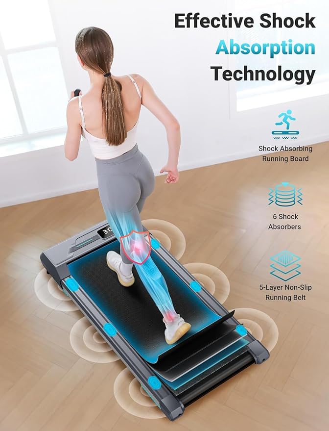 THERUN Walking Pad Under Desk, Portable Mini Treadmill for Home/Office, 2.5HP Jogging Machine with 300 lbs Weight Capacity, Remote Control, LED Display