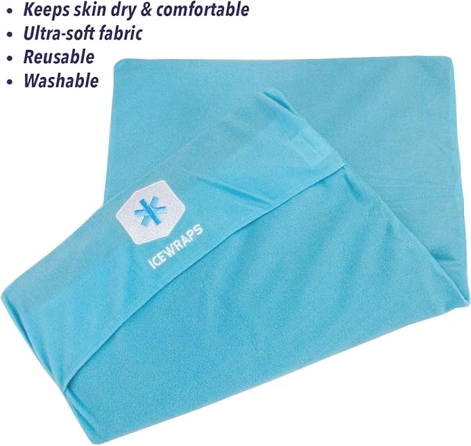 ICEWRAPS Reusable Ice Pack with Soft Fabric Cover and Ice Pack Cover for 10"x14" - Clay Ice Pack for Injuries - Reusable - Cold Pack Sleeve Keeps Pack Clean and Skin Protected, Reusable, Washable