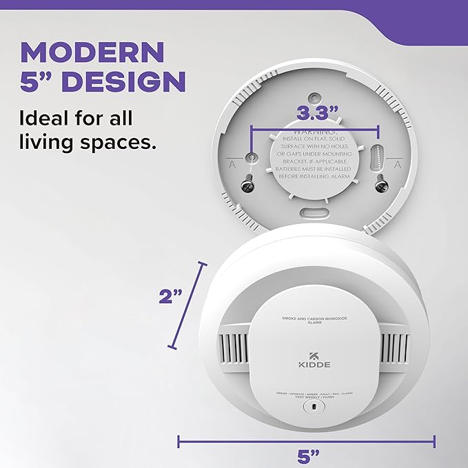 Kidde Smoke and Carbon Monoxide Detector, AA Battery Powered with LED Status Lights, 85 dB Alarm, 5 inches, 30CUDR, 3 Pack