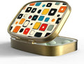 Small Pill Box Pill Case with Mirror Retro Pocket 2 Compartment Pill Holder for Purse or Pocket Bronze Portable Medicine Vitamin Container Fish Oil and Supplement Storage BPA-Free(Abstract Art)