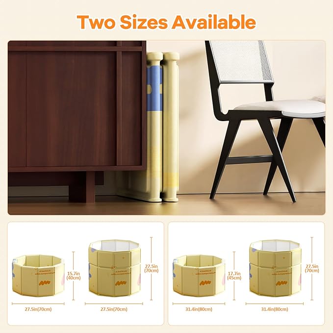 Portable Bathtub, Hot Ice Bath Tub Inflation-free, Shower Bathroom SPA Soaking Tub, Collapsible Bathtub No Installation for Home & Outdoor (Warm Yellow, 27.55"L x 27.55"W x 27.55"H)