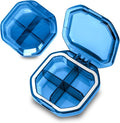 Daily Pill Organizer, 2 Pack 4 Compartments Small Pill Box Portable Pill Case, Travel Pill Organizer for Purse Pocket to Hold Vitamins, Cod Liver Oil, Supplements and Medication (Blue+Blue)
