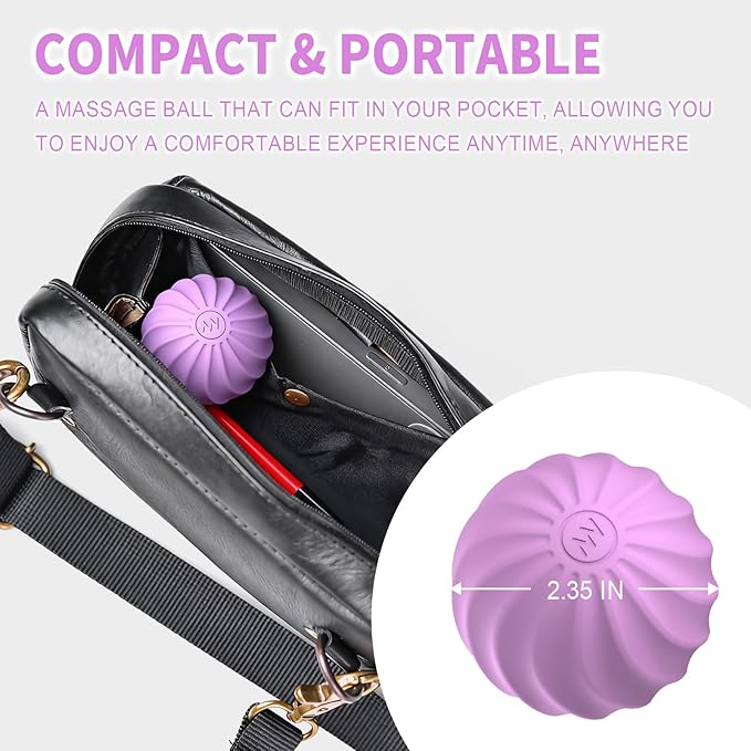 2.3" Mini Electric Vibrating Massage Ball, 10-Speed Vibrating Foam Roller for Relieving Muscle Tension & Soreness, and Promoting Blood Circulation Before & After Exercise (Purple)