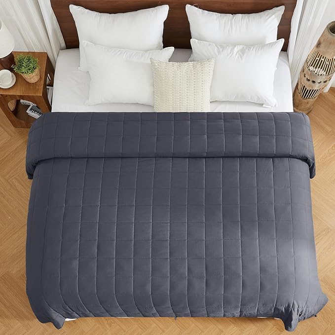 yescool King Size Weighted Blanket for Adults (20 lbs, 80” x 87”, Grey) Cooling Heavy Blanket for Sleeping Perfect for 190-210 lbs, Breathable Blanket for Adults & Couple All Season, Machine Washable