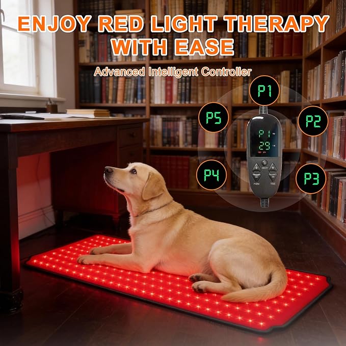 29.5"*13.8" Red Light Therapy Pad for Dogs Body, 270 LEDs Redlight Therapy Wrap with Timer, Heating Mat Products with Band for Back Belly Leg Knee Thigh, Gifts for Men, Women, Pets Dog