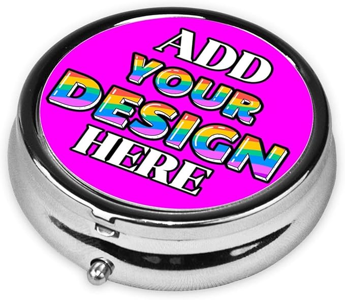 Custom Travel Medicine Organizer, Medicine Pill Box Case Container Travel Pill Holder Vitamin for Purse Med Wallet Portable Mini Pastillero Round, Magenta, Personalized Gifts